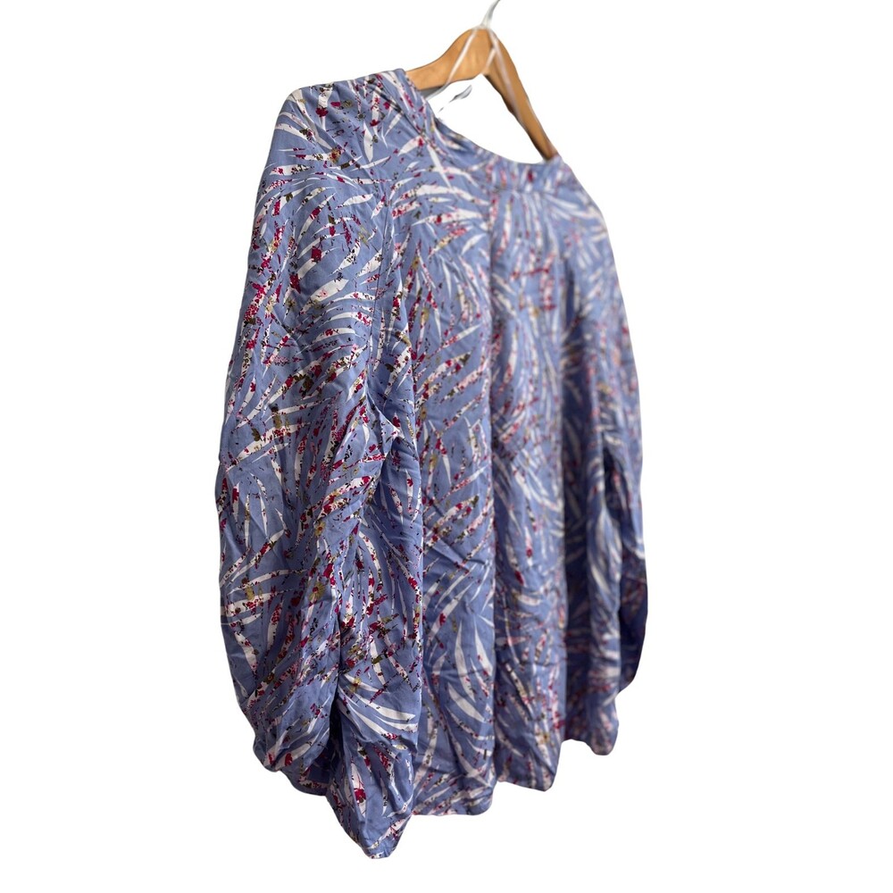 Eloquii Elements‎ Blouse Purple Floral 3/4 Ruched Sleeve Zebra La Vida Plus 20 - Picture 13 of 16